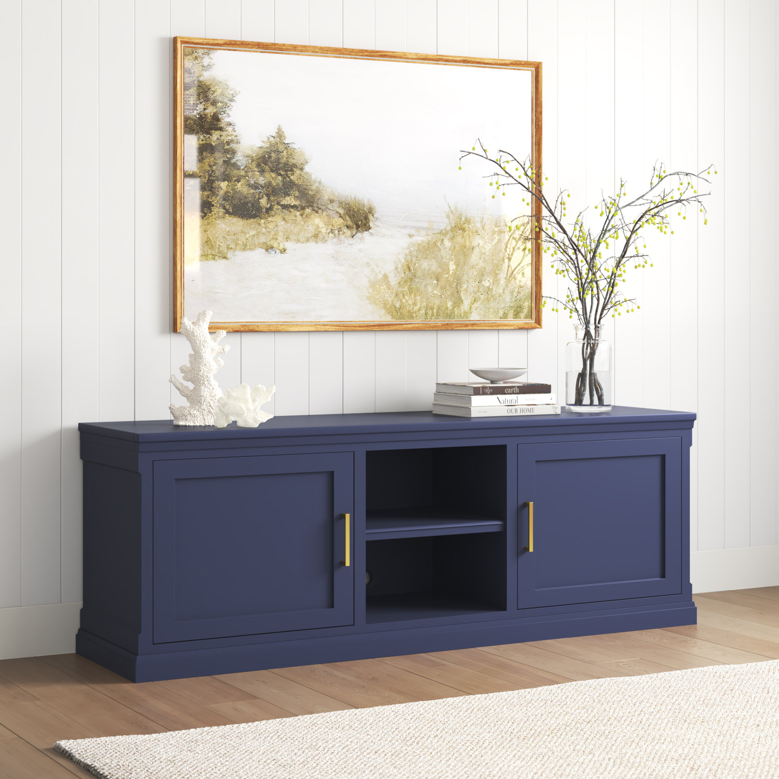Navy Blue TV Stand Add Calm and Soothe Vibe to Your Room